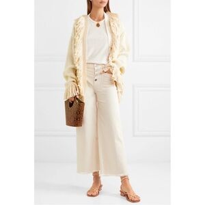 Elizabeth and James Carmine Mid Rise Wide Leg Jeans Off-White Button-Fly Size 28